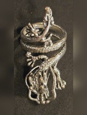 Vtg Sterling Silver Wrapped Dragon  Ring - Size 7
